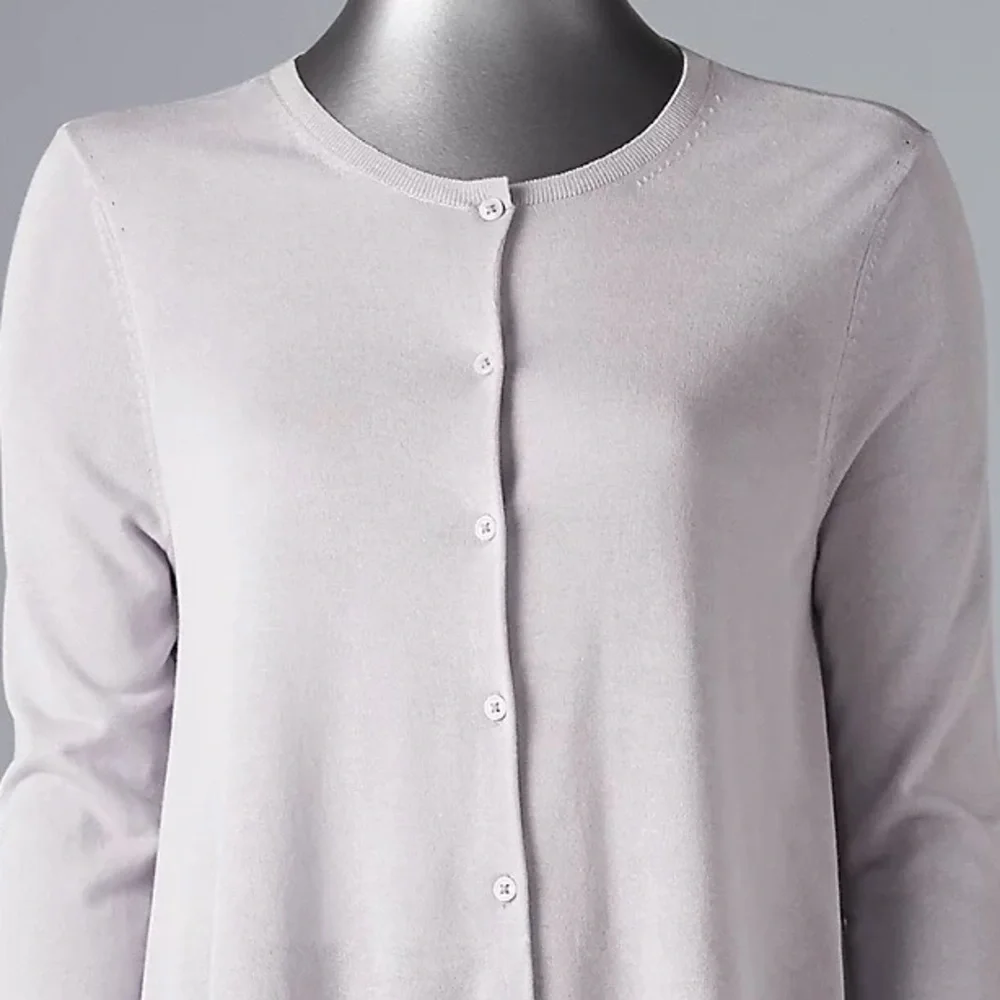Plus Size 2X Light Purple Button-Down Swing Cardigan